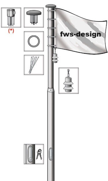 Türchen Aluminium Fahnenmast (T)