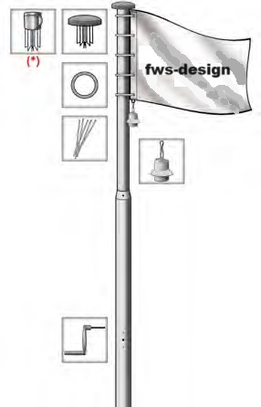 Kurbel Aluminium-Fahnenmast