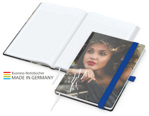 Match-Book White Bestseller A5 Cover-Star matt-individuell, mittelblau
