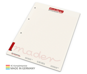 Schreibblock green+blue A4, 25 Blatt mit 4-fach Abheftlochung
