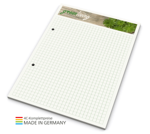 Schreibblock green+blue A5, 50 Blatt  mit 2-fach Abheftlochung