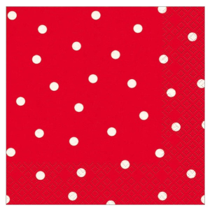 Servietten  rot "Punkte weiss", 33 x 33 cm