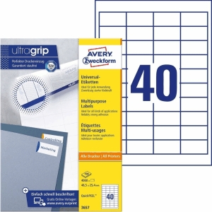Universal-Etiketten, 48,5 x 25,4 mm, Inkjet, Farblaser, Laser s/w, Kopierer, DIN A4