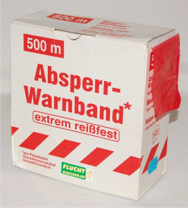 Absperrband rot/weiss 80 mm, 30 mµ, 500 m