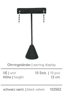Ohrringständer, schwarz samt, Höhe: 12 cm