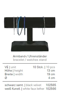 Armbandständer, Uhren-, schwarz, Höhe: 13 cm, Breite: 19 cm, ø 4 cm