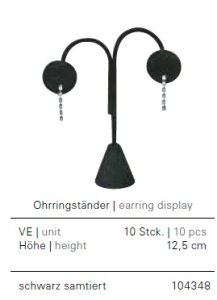 Ohrringständer, schwarz samt, Höhe: 12,5 cm