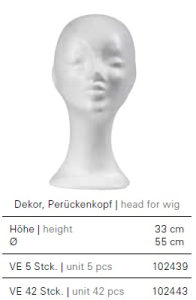 Styroporkopf "Dekor" weiss