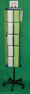 Flyer floor stand 6-sided 60 compartments, silver