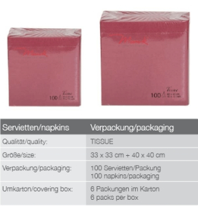 Servietten MANK-BASIC Tissue, 40 x 40 cm, 1/4, 600 Stück