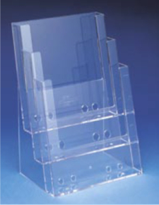 Acrylic brochure stand, P6-3H, transparent, 105x148 mm