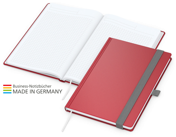 Vision-Book White Bestseller A4, rot inkl. Prägung schwarz-glänzend