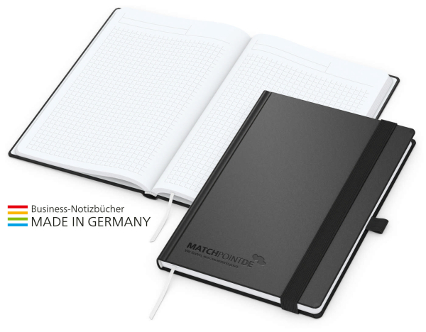 Vision-Book White Bestseller A5, schwarz inkl. Prägung schwarz-glänzend