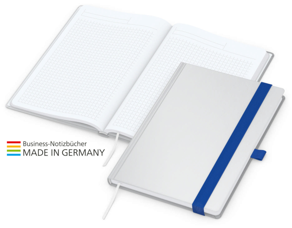 Match-Book White Bestseller A5 Cover-Star gloss-individuell, mittelblau