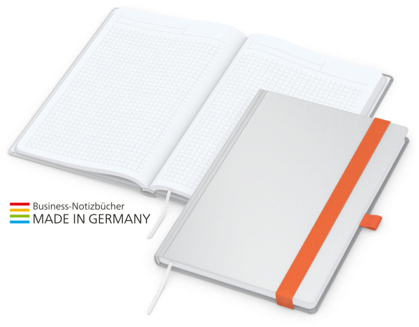 Match-Book White Bestseller A5 Cover-Star matt-individuell, orange