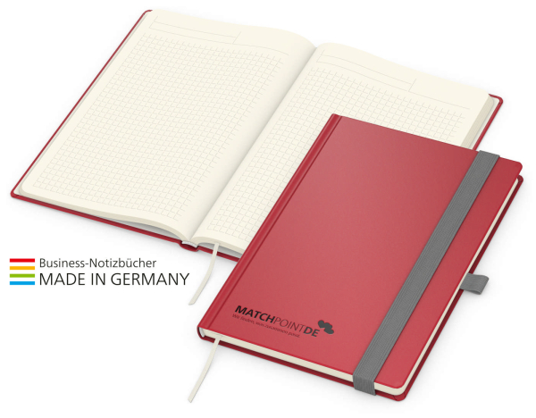 Vision-Book Creme Bestseller A5, rot inkl. Prägung schwarz-glänzend