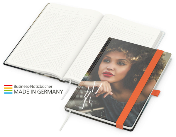 Match-Book green+blue A5 Natura Recycling, orange