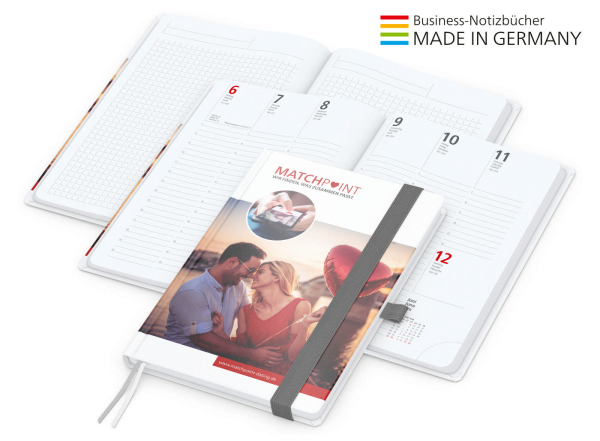 Match-Hybrid White Bestseller A5, Cover-Star gloss-individuell, silbergrau