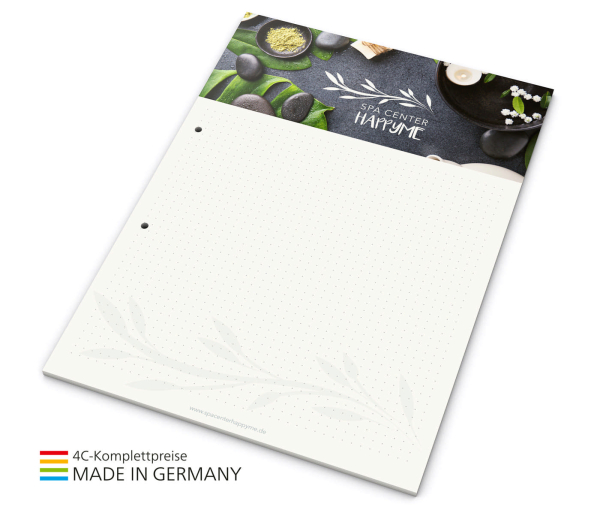 Schreibblock green+blue A4, 50 Blatt mit 2-fach Abheftlochung