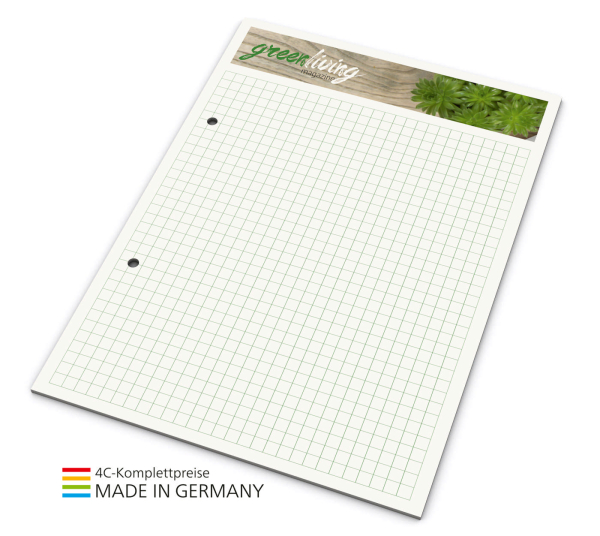 Schreibblock green+blue A5, 25 Blatt  mit 2-fach Abheftlochung
