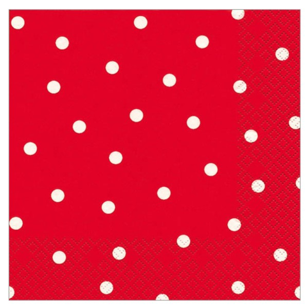 Servietten  rot "Punkte weiss", 33 x 33 cm
