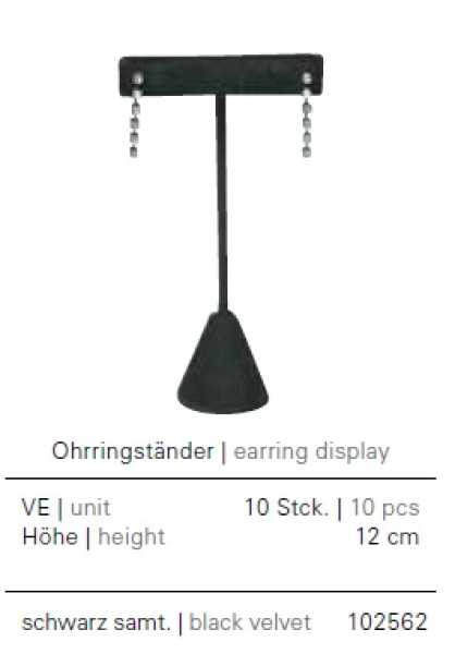 Ohrringständer, schwarz samt, Höhe: 12 cm