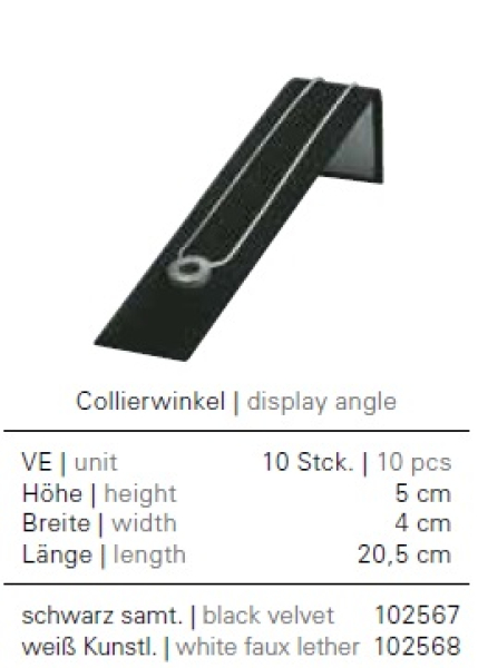 Collierwinkel, schwarz, 5 x 4 x 20,5 cm