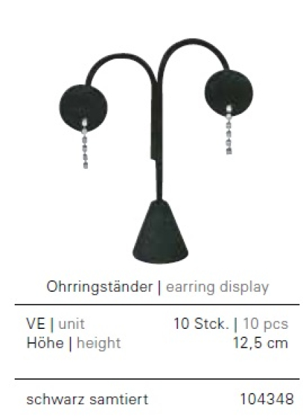 Ohrringständer, schwarz samt, Höhe: 12,5 cm