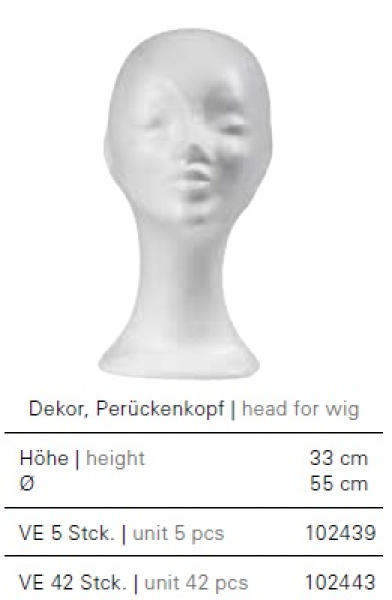 Styroporkopf "Dekor" weiss