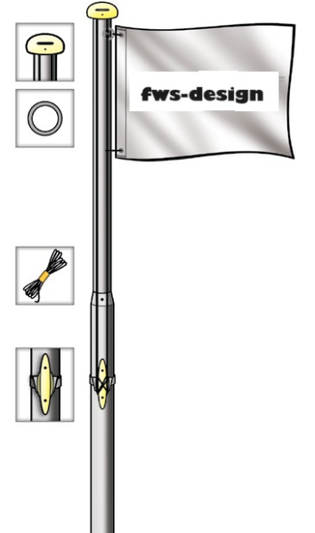 Standard Fahnen-Mast (S), 5 m, 1-teilig, eloxiert, 60 mm Ø