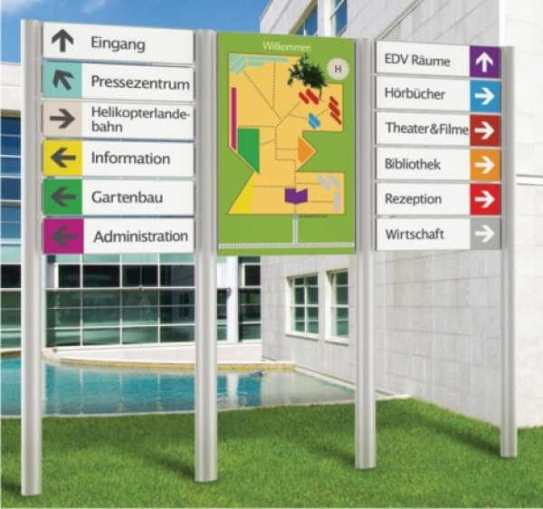 Aussen-Schilderständer 2000 cm, 12 Schilder 15/80 x 80 cm, Bodenhülse