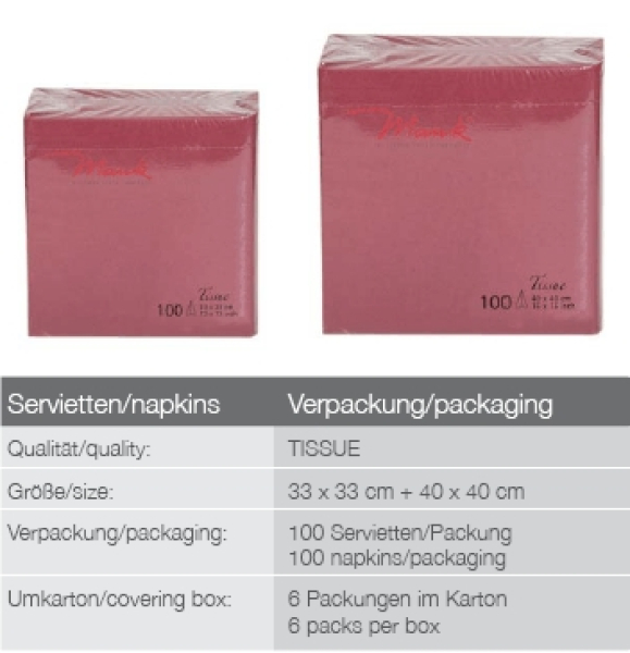 Servietten MANK Tissue-DELUXE, 40 x 40 cm, 300 Stück