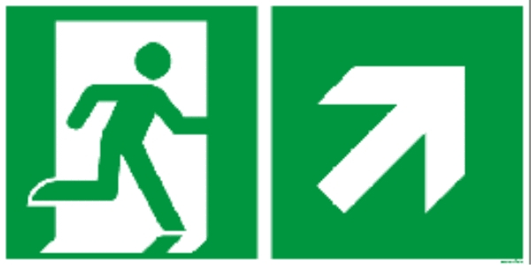 Notausgang rechts aufwärts, Folie, 300 x 150 mm