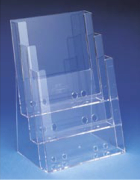 Acrylic brochure stand, P6-3H, transparent, 105x148 mm