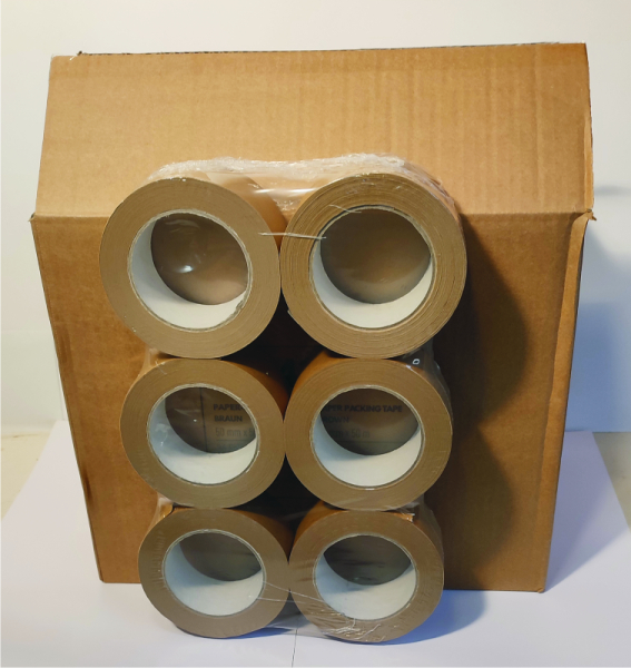 6 x Papier-Klebeband, braun, 50 mm, 50 m