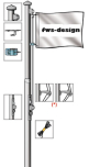 Deluxe Fahnen-Mast (DL), 5 m, 1-teilig, eloxiert, 60 mm Ø