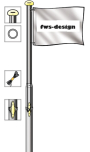 Standard Fahnen-Mast (S), 5 m, 1-teilig, eloxiert, 60 mm Ø