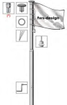 Kurbel Fahnen-Mast (K), 10 m, 2-teilig, eloxiert, 101/80 mm