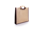 Jutetaschen mit mit Rattanhenkeln, 39 x 39 x 10 cm